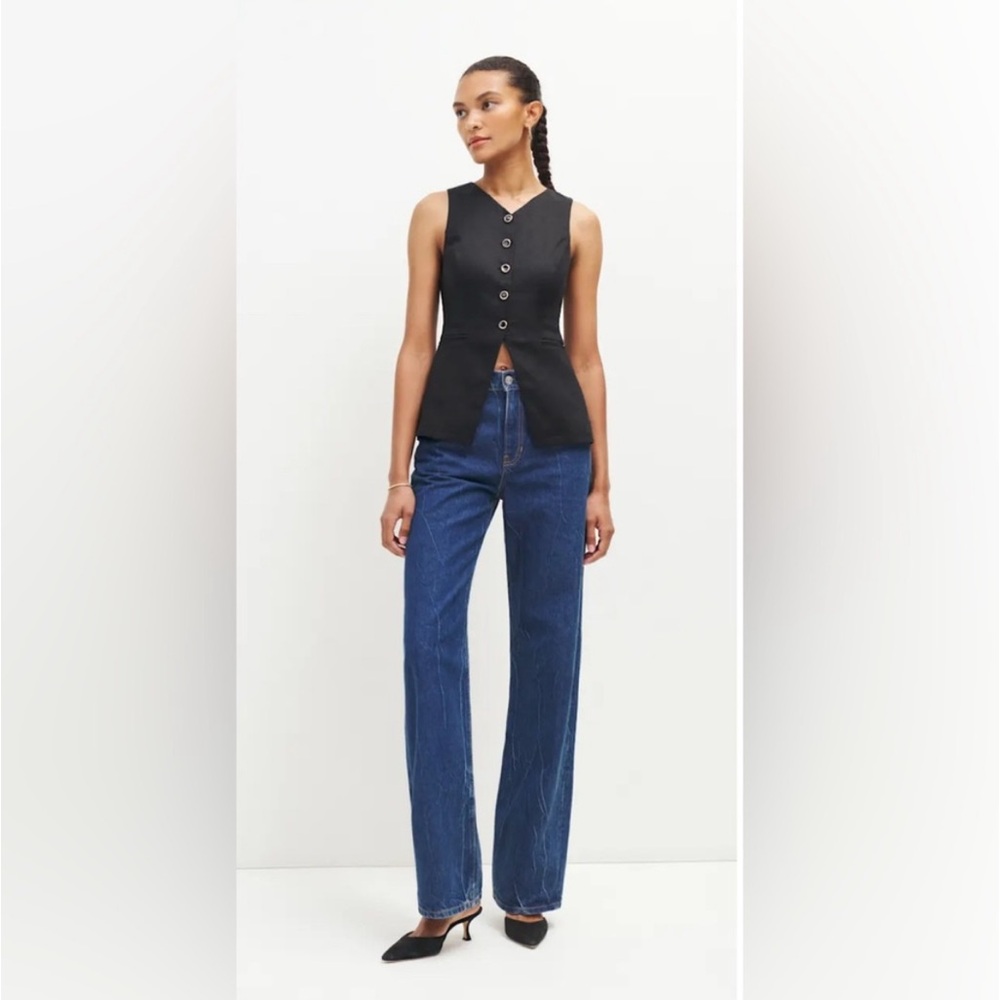NWT Reformation Aspen Linen Top in Black
